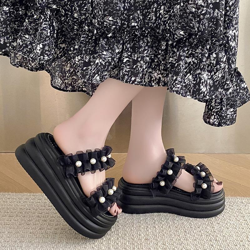 Fashion Summer Women Slippers New 2024 Thick Sole Dad Shoes Casual High Platform Slides Leisure Outside Flip-Flops Sneakers Woman 7.5CM