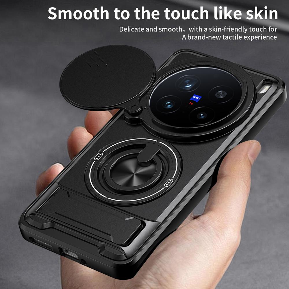 KEYSION Custodia Magnetica per Telefono per VIVO X200 Pro 5G Protezione Fotocamera a Scorrimento Supporto Verticale Anello a 360° Cover Antiurto per VIVO X200