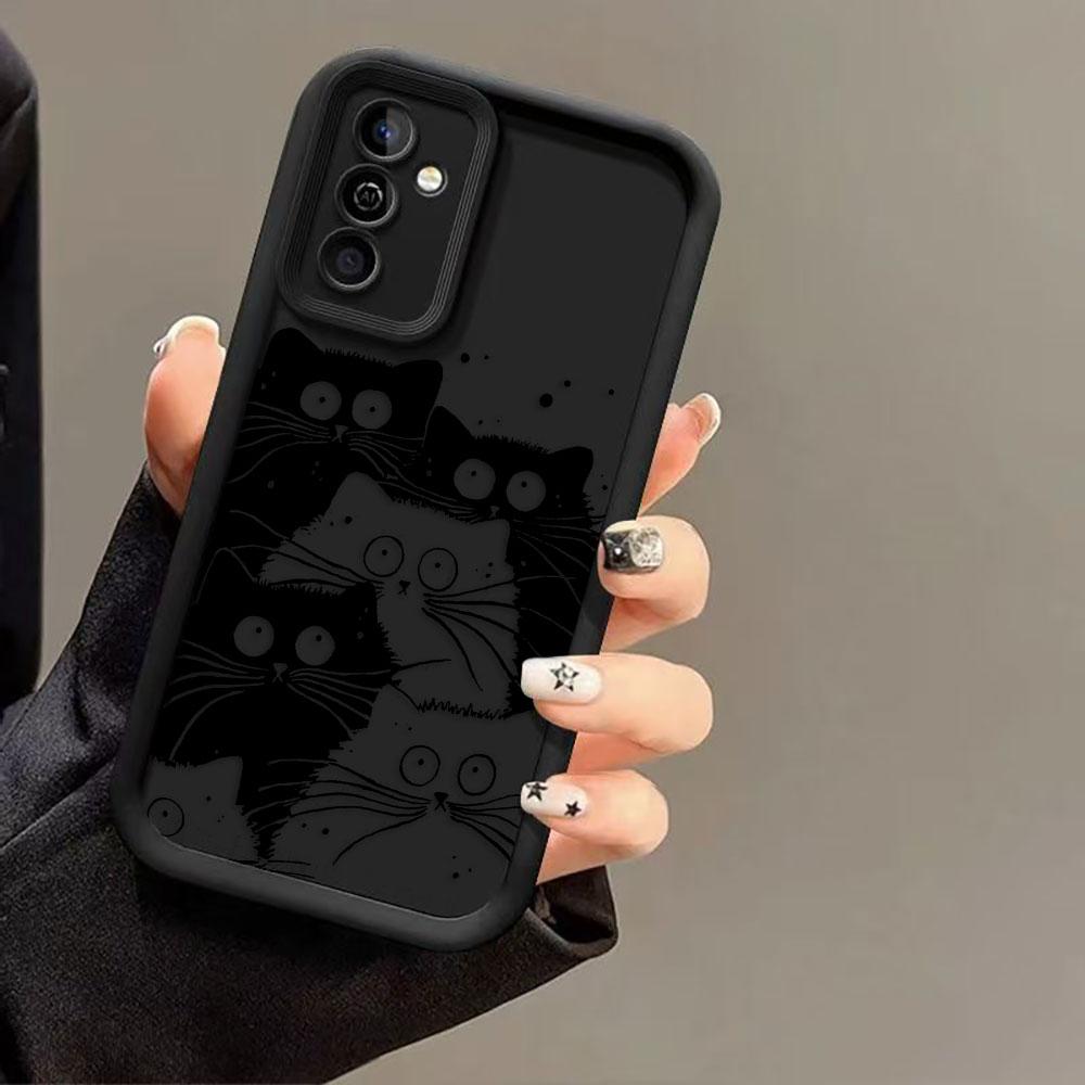 Funny Black Cartoon Cat Phone Case For Infinix SMART SPARK 9 10 20C 30C 40C CAMON 20 30 40 POP 8 POVA 6 7 ITEL A70 A80 A90 Cover