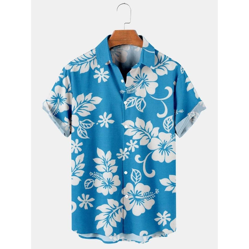 Men's Hawaiian Shirts Flower Graphic Aloha Floral Turndown 3D Print Street Daily Short Sleeve Button Clothing Beach