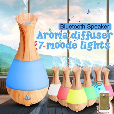 DC 5V USB bluetooth Umidificador de Ar Difusor de Óleos Essenciais Grão de Madeira para Aroma Aromaterapia Lâmpada Noturna LED de 7 Cores Mutáveis