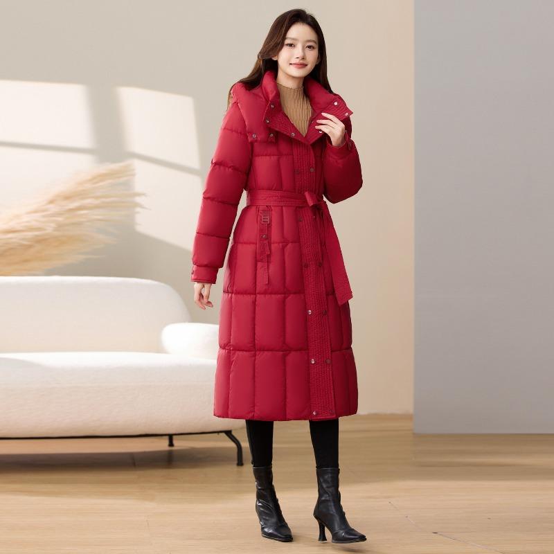 Winter New Fashion with Knee Cotton Clothes Medium and Long Thickened Slim Cotton Clothes Waist Jacket