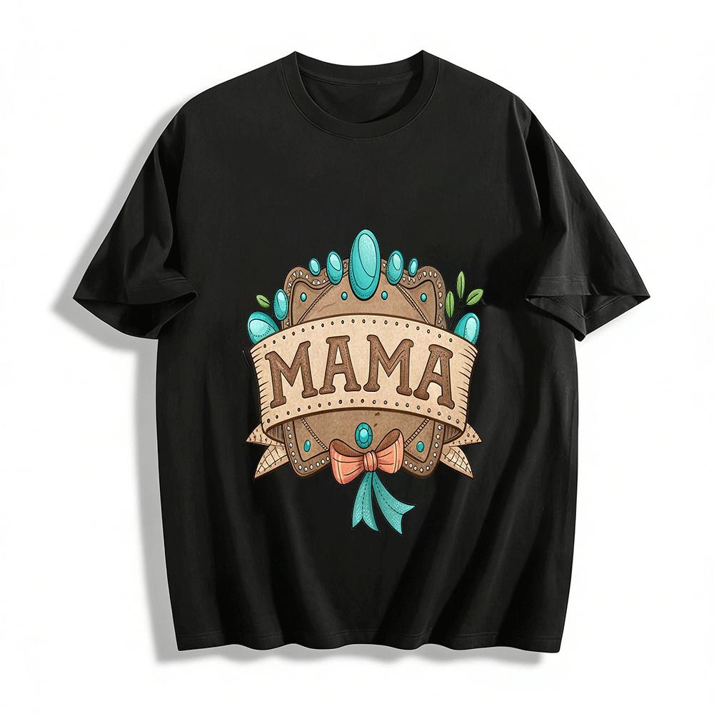 Vintage Gem MAMA Print Casual Top Mother s Day Commemorative Style Pure cotton T-shirt XXS