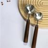 15/30ml Round Coffee Measuring Spoon Home Baking Tool Wooden Handle Tablespoon Spoon Measuring Tools for Kitchen Stainless Steel