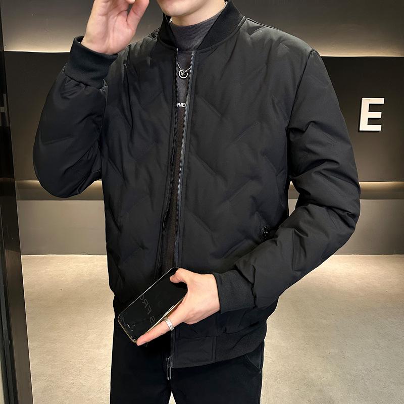 Di Yu Shen Long Men's Winter Baseball Collar Down Jacket - Thick, Warm, White Duck Down Casual Outerwear for Cold Protection