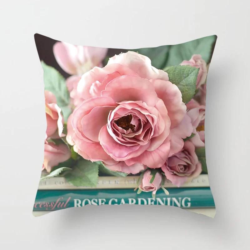 Flower Pattern Decorative Sofa Cushion Cover Pillow Pillowcase Throw Pillows Home Decor Pillowcove Pink 40x40cm 50x50 45x45