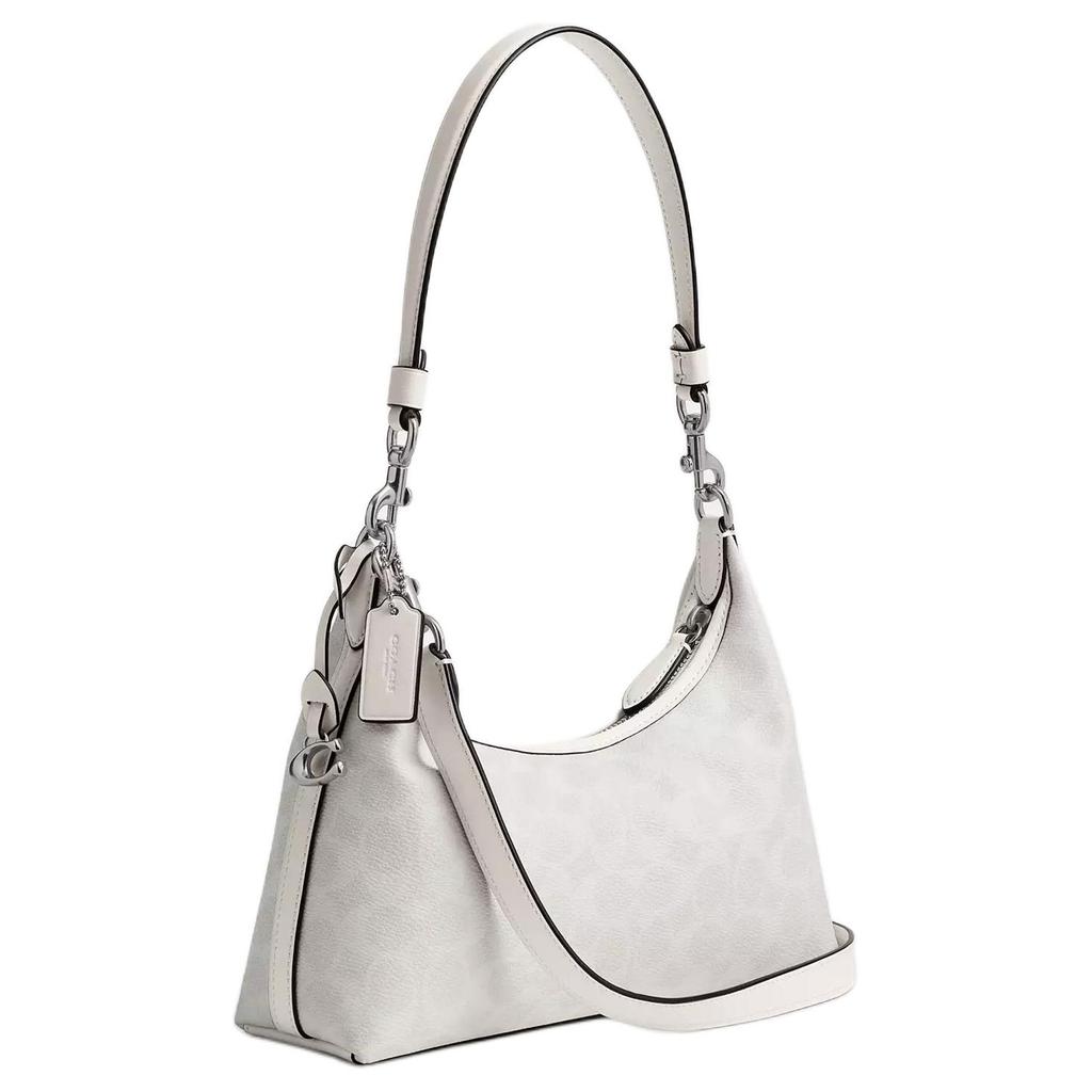 Coach Juliet 25 Removable Chain Shoulder Strap Classic Logo Coated Canvas Shoulder Bag Medium Women Shoulder Bag Silver Chalk-White CAM26-LHXUN