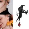 Brave Black Crow Ear Chain For Upper Ear Denial Piercing Required Untarnished Look Dark Fashion Jewelry Addition