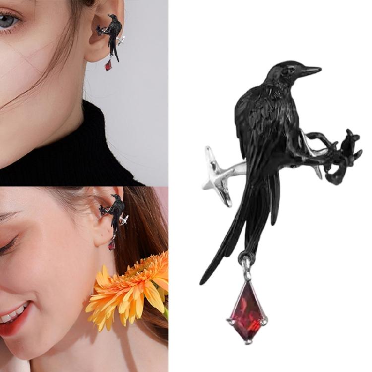 Brave Black Crow Ear Chain For Upper Ear Denial Piercing Required Untarnished Look Dark Fashion Jewelry Addition