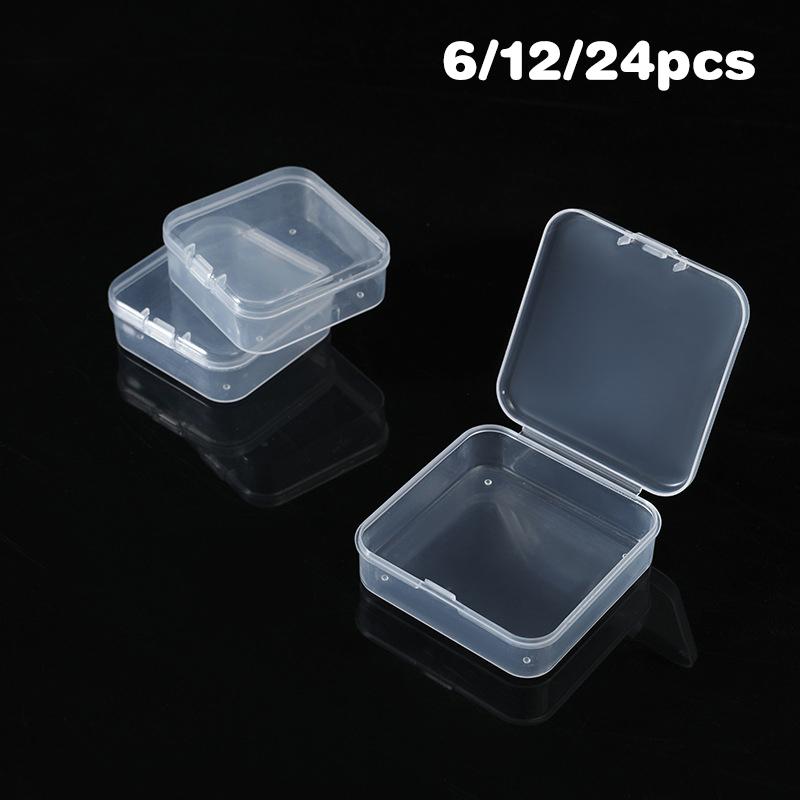 6/12/24 st 4,5 Transparent Fyrkantig Vikbar Liten Låda Pärlor Fiskekrok Skruv Plast Förvaringslåda Ring Örhänge Halsband Förpackningslåda