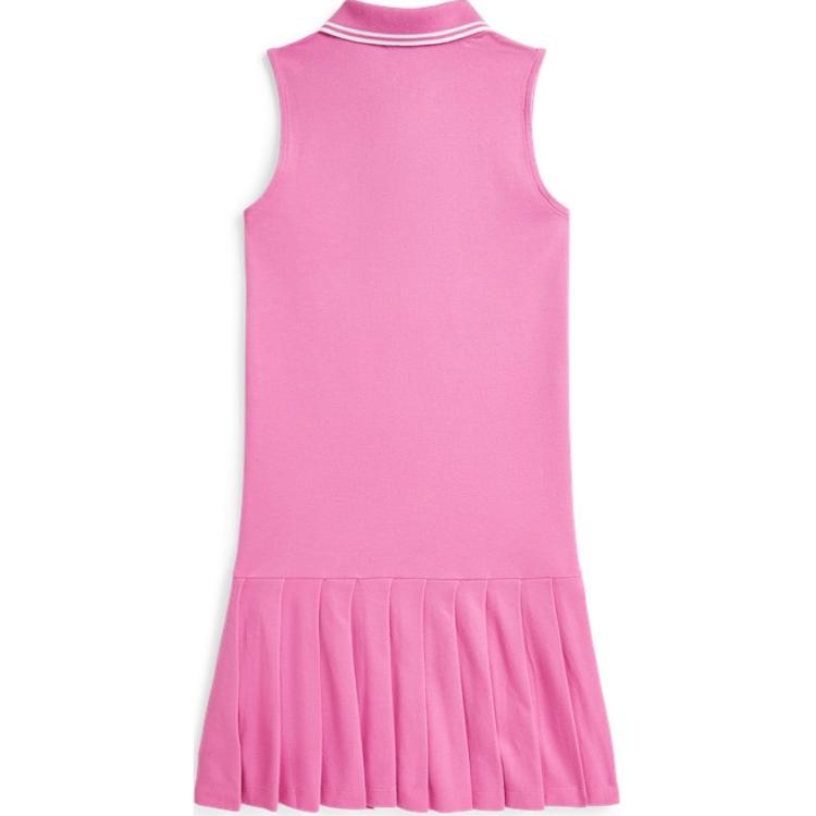 Polo Ralph Lauren Polo Pruhované Polo Límec Zip Bez Rukávů Dětské Šaty Růžové CWPODRSG3D20983-650