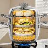 MAXCOOK 304 Stainless Steel 3-Layer Steamer Pot