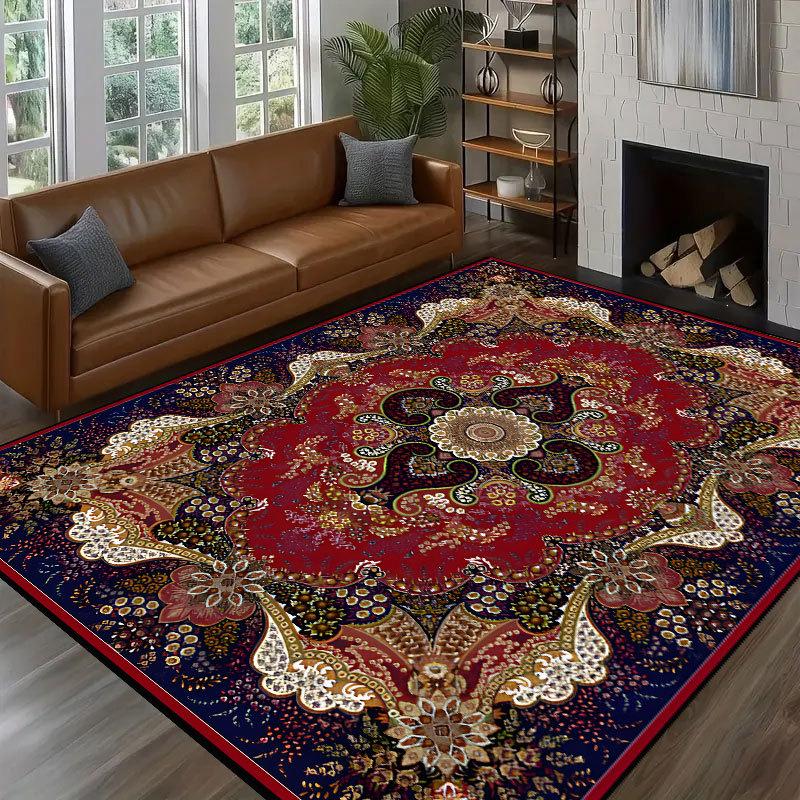 

1pc European Retro Large Carpet for Living Room Luxury Decoration Rug Non-slip Bedroom Cloakroom Washable Soft Mat Area Rug 40x60cm