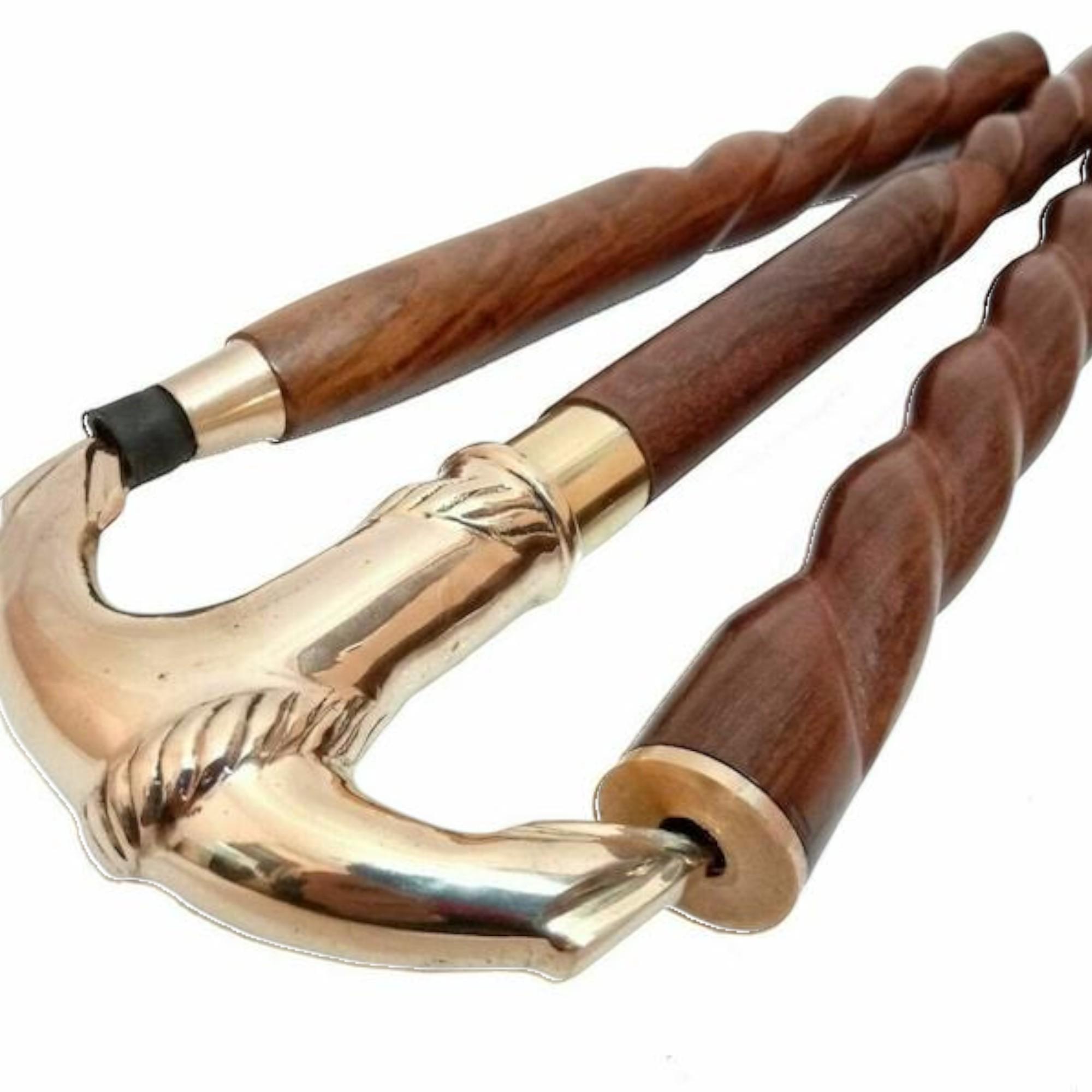 

Дизайнерская прочная ручка для головы корабельного якоря в винтажном стиле, деревянная трость для ходьбы, морской подарок