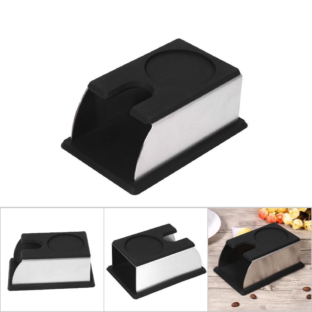 Edelstahl Kaffeetamper Halter Schwarz Rostfrei Tamper Halter Silikon Langlebig Kaffeepulver Zubereiter Ständer Heimgebrauch