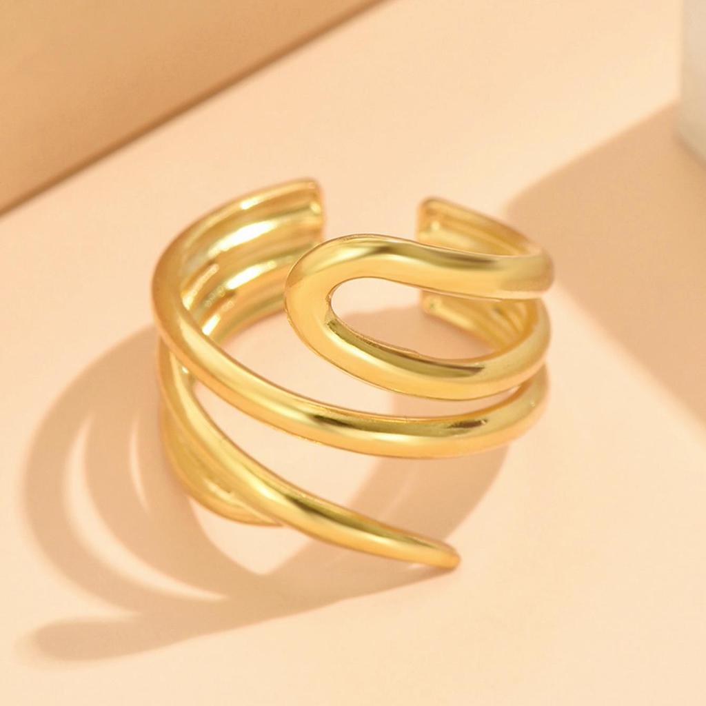 Cross-Border Artistic Irregular Line Design Stainless Steel Adjustable Index Finger Ring