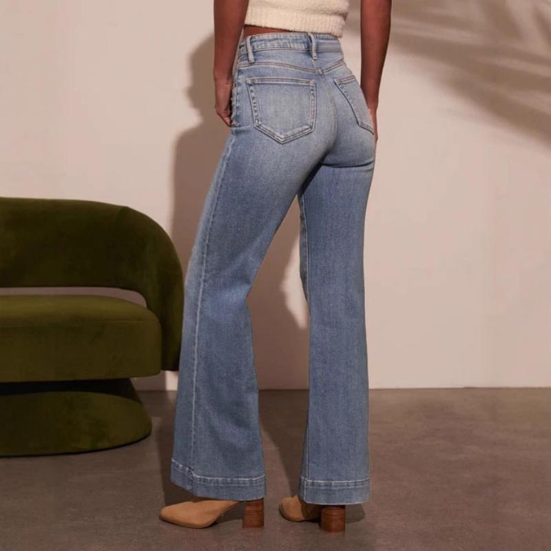 New Women's High Waist Butt Lifting Flare Jeans, Fashion Straight Leg Bootcut Denim Pants for Casual Wear