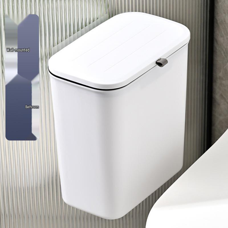 Large Wall-Mounted Plastic Trash Can with Lid for Kitchen, Bathroom, or Office