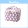 Elegant Pvc Grid Pattern Cosmetic Bag Large Capacity Travel Makeup Organizer