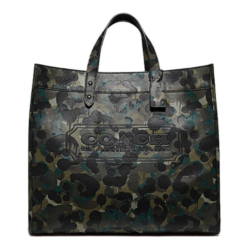 Coach FieldTote 40 Camouflage-Print genarbt große Kapazität Leder-Tragetasche Computertasche Große Größe Herren Camouflage-Farbe