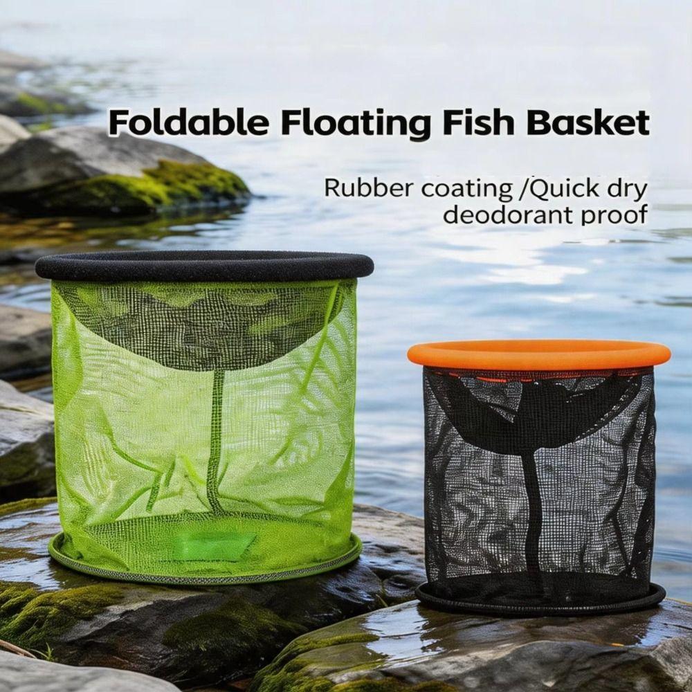Durable Mesh Foldable Fishing Basket Bait Container Live Fish Net Shrimp Keeper