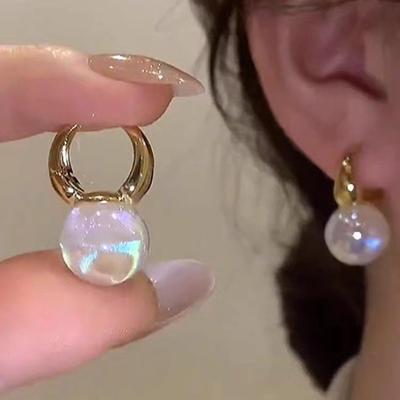 Pearl Earrings French Versatile Geometric Light Luxury Temperament High-end Sense Niche Earrings
