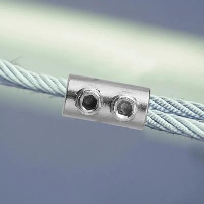 50/1PCS Steel Wire Rope Clamp Anti Slip Heavy-Duty Copper Clip Double Hole Suspension Cable Clamp Adjustable Hardware Fastener