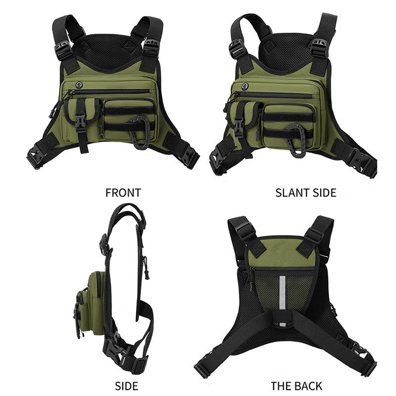 Outdoor Sport Brusttasche Weste Herren Damen Rucksack Mehrere Taschen Reise Arbeit Front Rig Bauchtasche Laufen Radfahren EDC Tasche