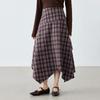 INMAN Women's Irregular Plaid High-Waist A-Line Skirt