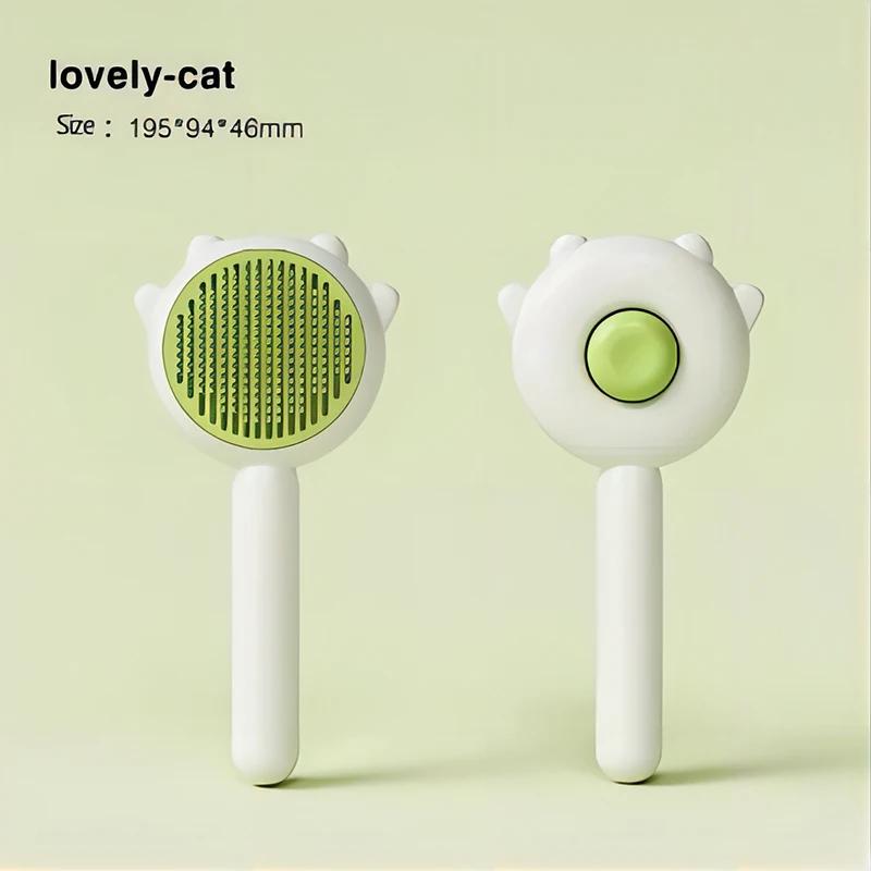 

Pet cat and dog grooming device reusable multifunctional brush one click hair removal massage pet hair cleaning tool