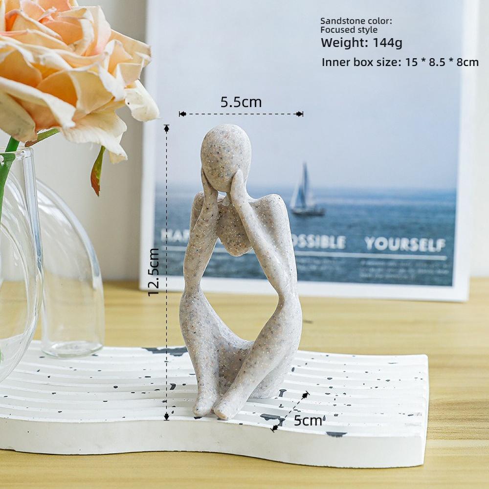 Modern Minimalist Resin Sculpture, Relaxed Character Statue Personalized Custom Name Home Desk Decor