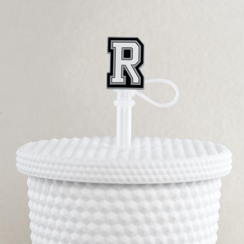 1Pcs Letter Silicone Straw Covers Cap Compatible With Stanley 30&40Oz Cup10Mm Straw Toppers Reusable Dust-Proof Straw Caps