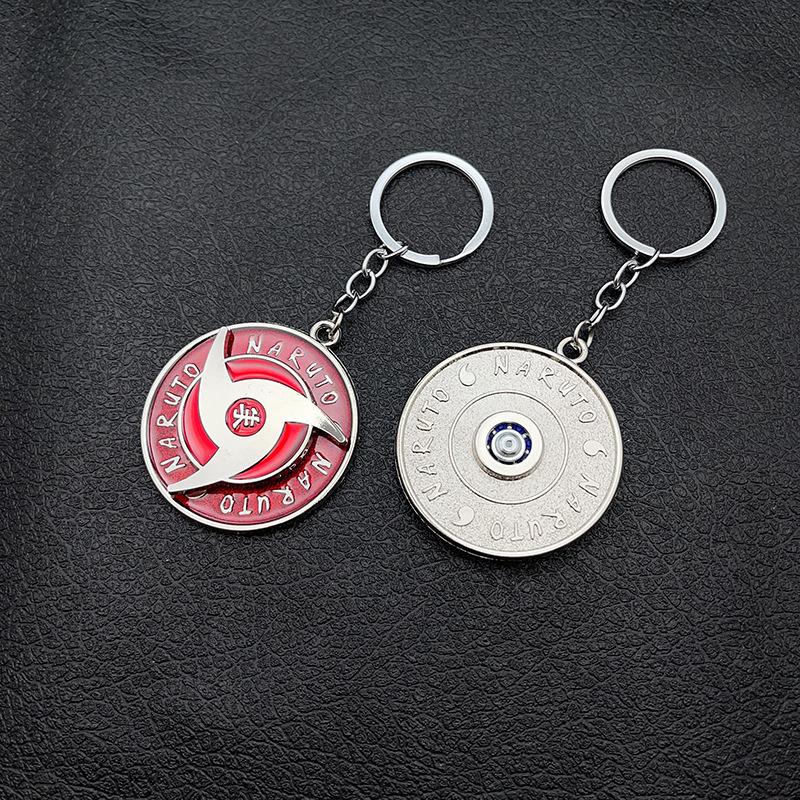 Naruto anime adorable keychain peripheral three magma marleidoscope Sharingan logo rotatable keychain pendant keyring cartoon