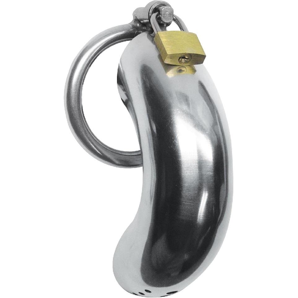 Master Series Locking Stainless Steel Chastity Cage W/ 3 Rings, Silver