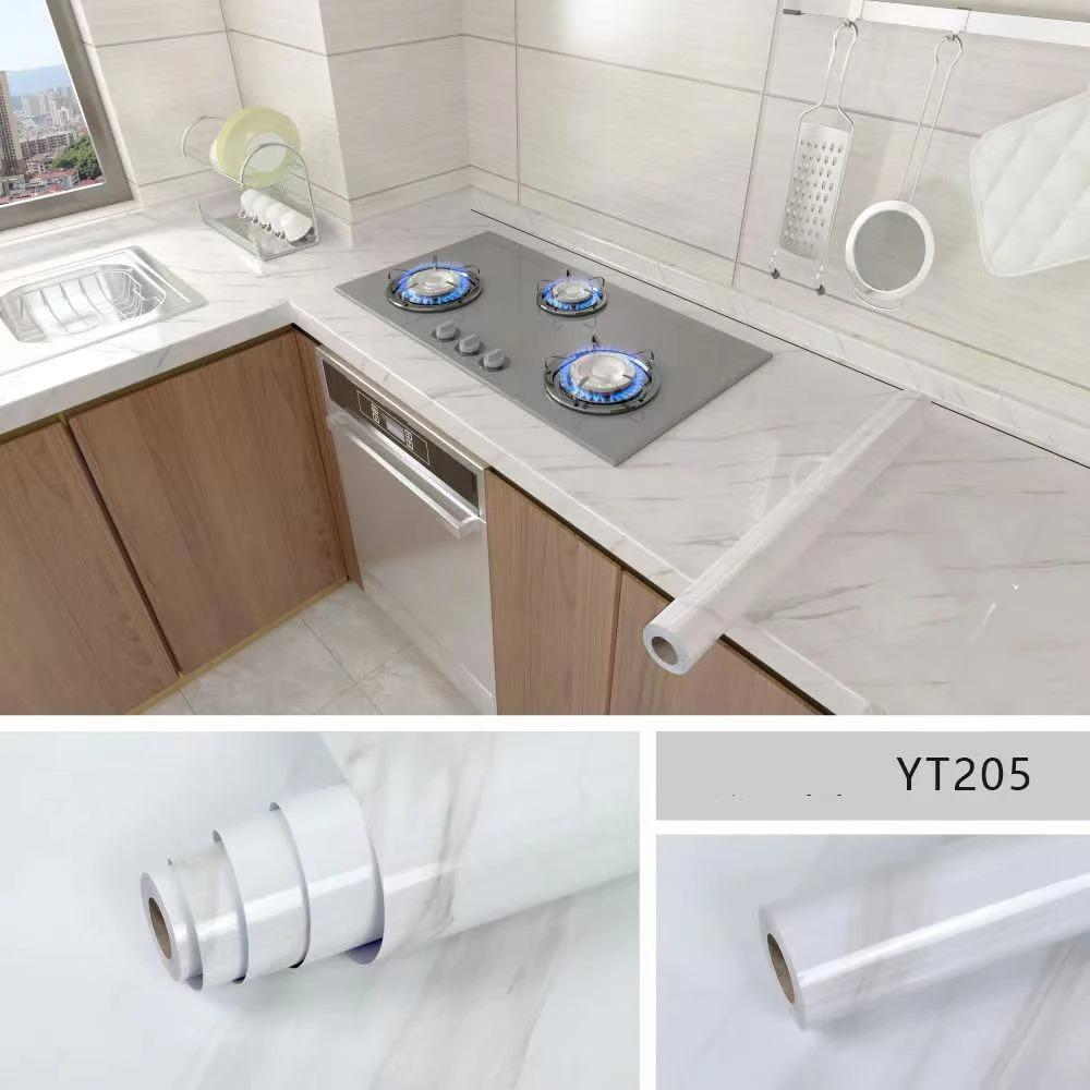 40cm Marble Kitchen Oil-Proof Film Stove Waterproof Self-Adhesive Wallpaper Toilet Countertop Renovation Tile Wall Stickers