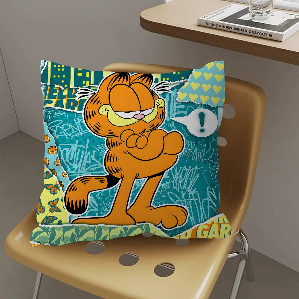 Cartoon Garfield Cute Cat Cushion Cover Car Throw Pillow Case For Sofa Car Christmas Gift 40X40Cm 45X45Cm