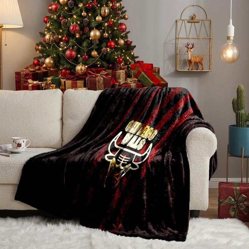 Coperta Logo Chicago Bulls Coperta in Flanella Peluche per Divano Letto Regali per Uomini Donne Coperta da Viaggio Picnic Regali di Natale per Fan