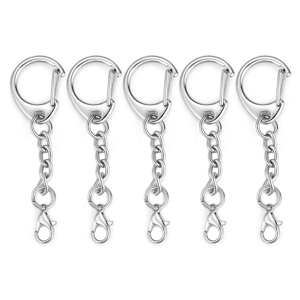 5/10pcs Lobster Clasp Key Ring Keychain C Shape Clasps Connector Hook For DIY Zircon Making Finding Key Chain Accessories