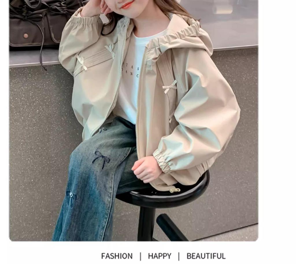 Autumn 2025 Girls' Korean-Style Windbreaker Jacket