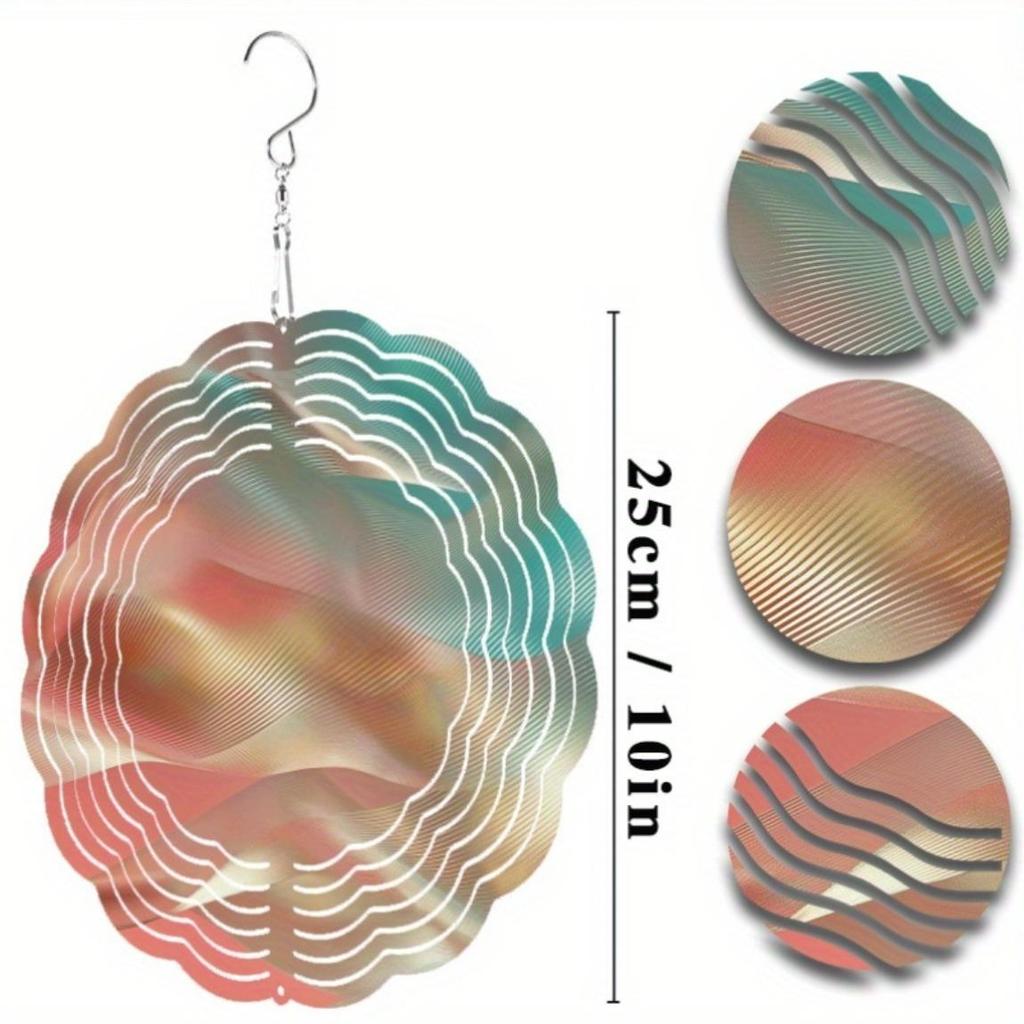 10 Inch Hanging Wind Spinner with Light Wave Pattern 360 Degree Rotating Hook for Garden Balcony Decor Spring Summer Gift Idea