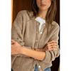 VEZFAA Moda feminina casual outono inverno cor sólida estampa manga comprida gola redonda suéteres