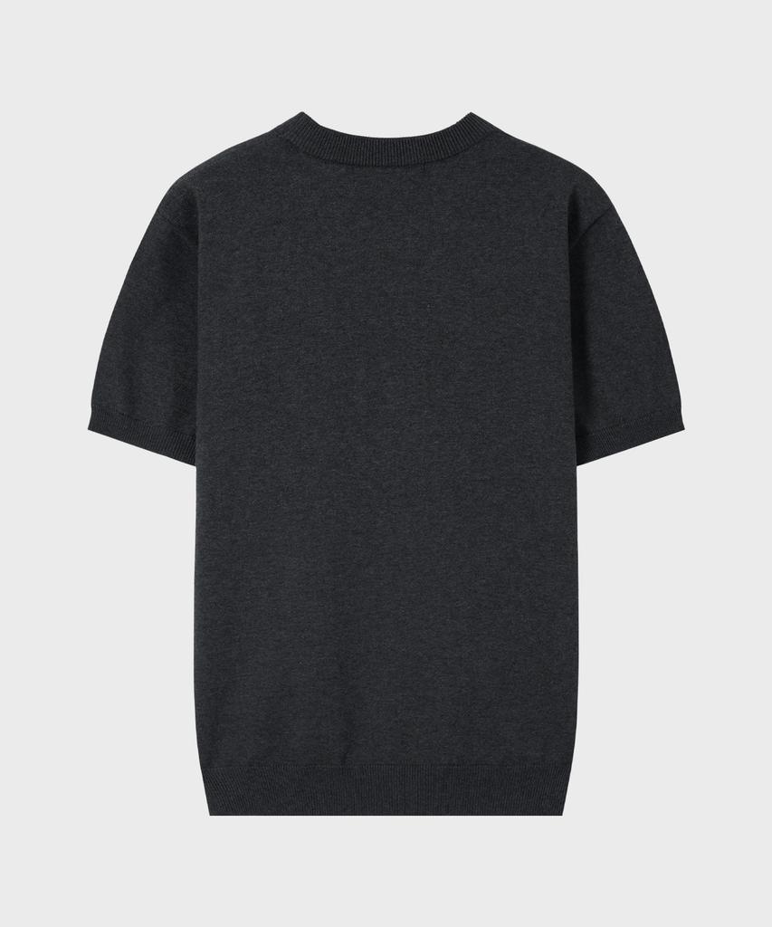 LEIRE Muscle Fit Henley Neck Short Sleeve Knit [Charcoal]