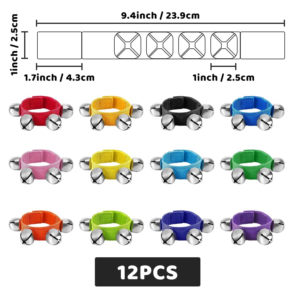 Formemory Ring Wrist Hand 12 Musical Karaoke Colorful Ring Hand Music Bear Bear Bear Repellent Music Adults and Students Bells, Bells, Bells, 12-Piece