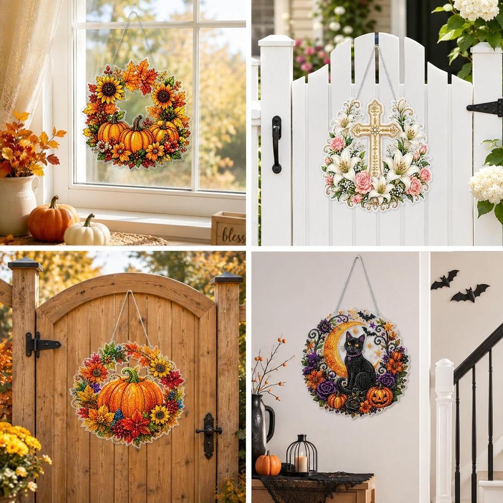 1 Set Acryl Halloween Diamantmalerei Hänge-Kits Kristall Diamantmalerei Schmuckstück Baumdekoration