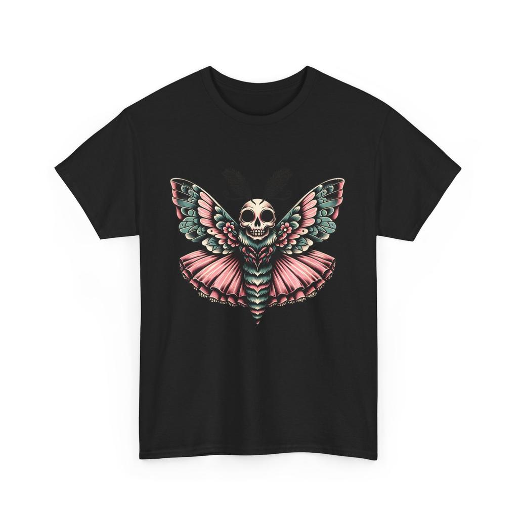 Unisex Erwachsenen T-Shirt Tattoo Kunst Goth Motte Totenkopf Tutu Insekt Gruselig Horror Fan