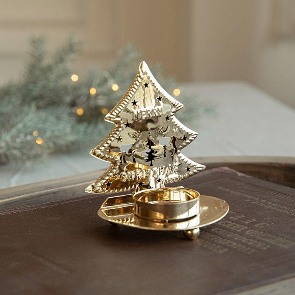Exquisite Gold Hollow Candlesticks Iron Art Metal Table Ornament Christmas Candle Holder Bedroom