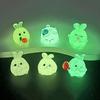 6 Piece Resin Rabbit Figurine Set with Glow Feature Miniatures Rabbit Ornament for Bedroom, Living Room, Study