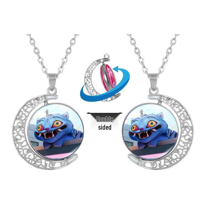 Double-Sided Rotating Moon Pendant Necklace - K-POP Demon Hunter Trio Jewelry