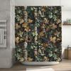 Camouflage Leaf Shower Curtain Dark Green Forest Print for Bathroom Decor Waterproof Fabric Shower Caddy with Rings