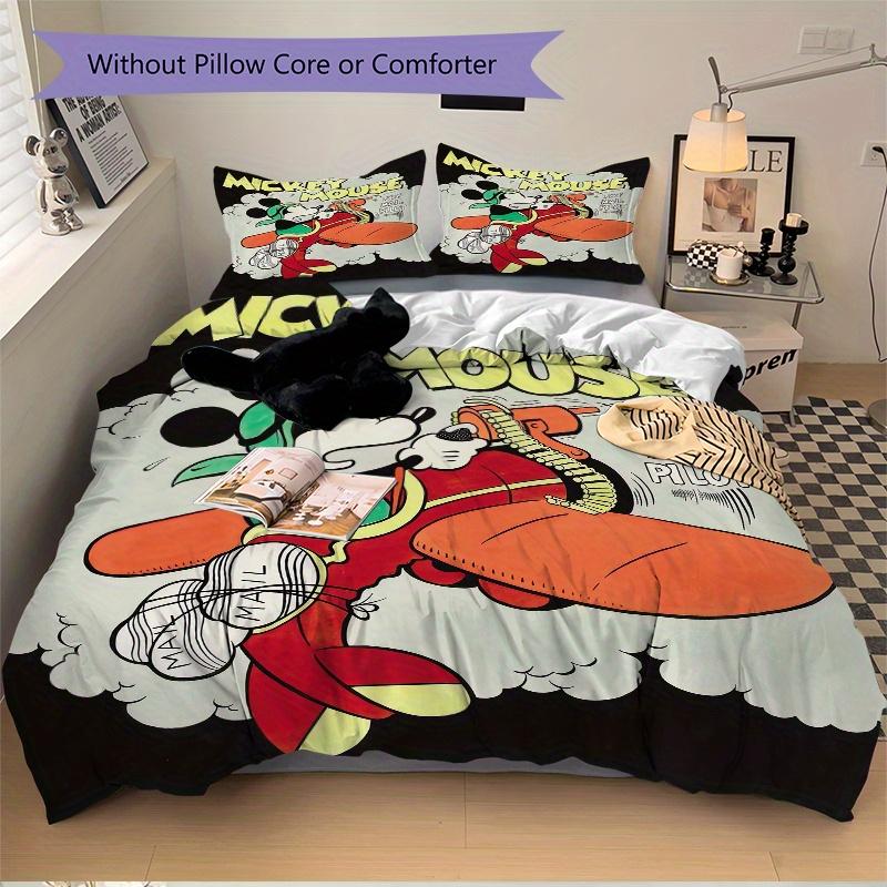 3pcs Mickey Mouse Mail Pilot Quilt Set Soft and Comfortable Bedroom, Guest Room and Dorm Decor Bedding Set Q063